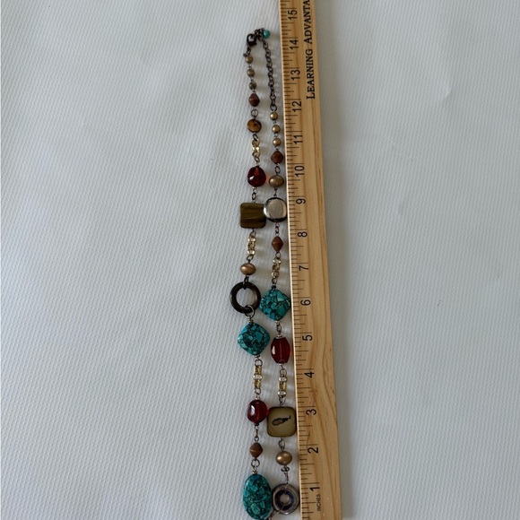 Turquoise and Brown Beaded Necklace - Picture 6 of 11